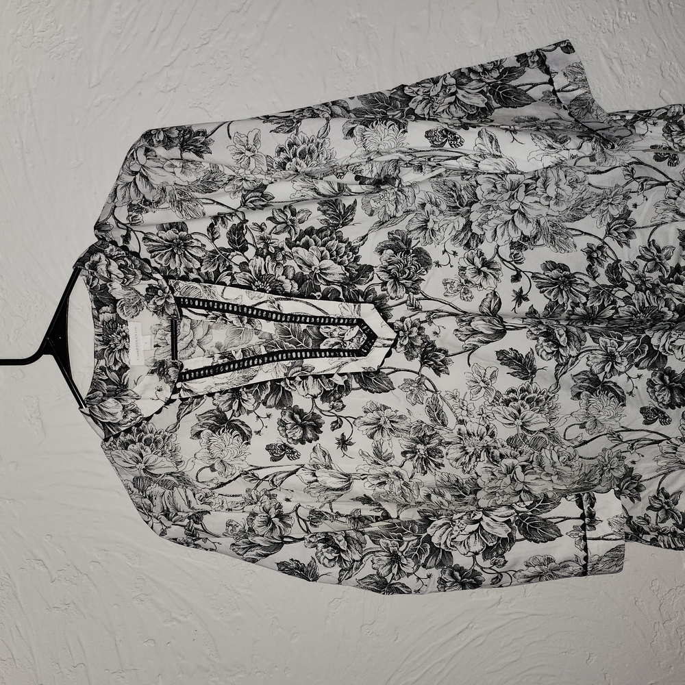 Floral Black and White Blouse